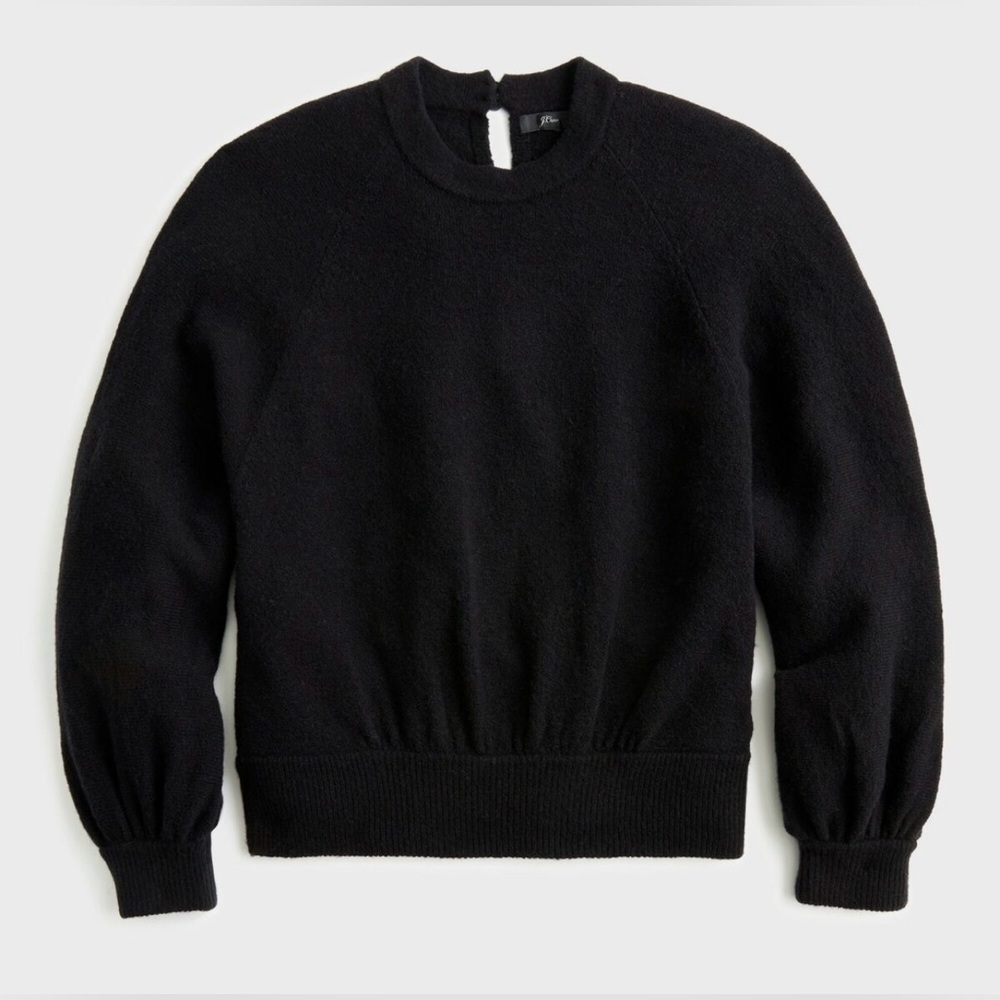 J Crew Crewneck Gathered Sweater In Black Size M